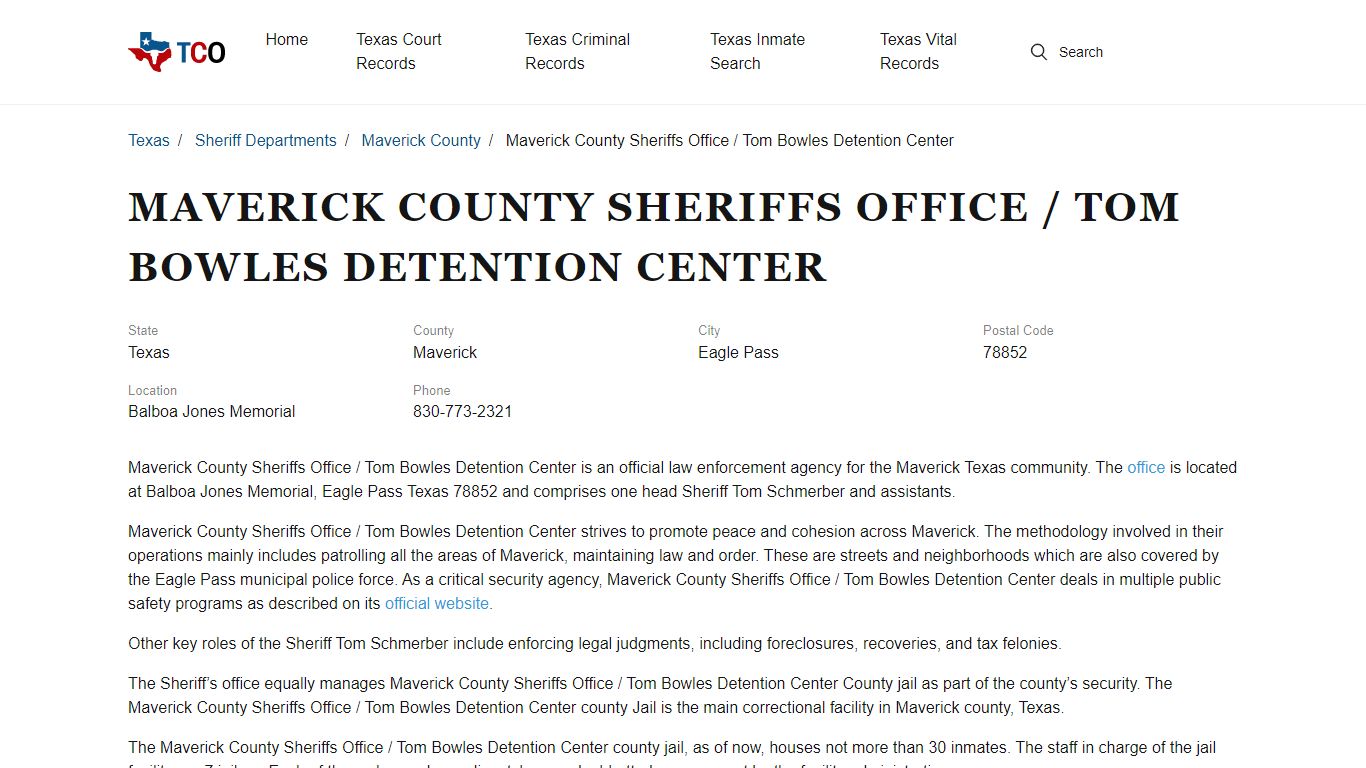 Maverick County Sheriffs Office / Tom Bowles Detention Center